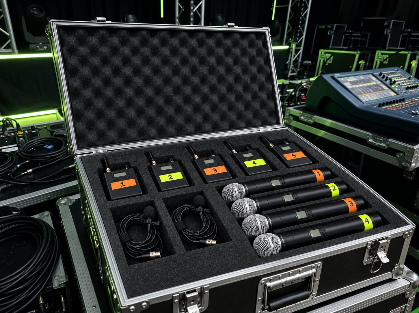 Professional wireless microphone kit by Shure and Sennheiser