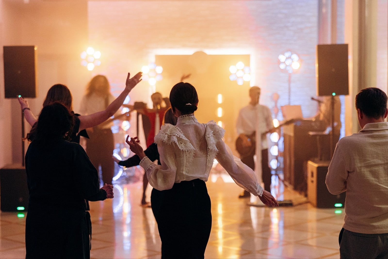 Romantic wedding dance floor and DJ stage in Cyprus